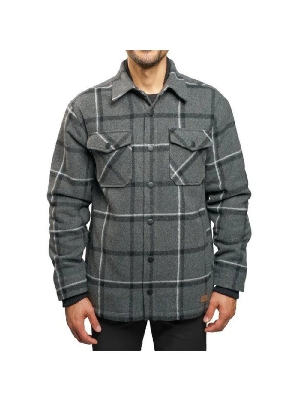 Jachs Men's S Black Plaid Sherpa-Lined Wool-Blend Jacket d1636